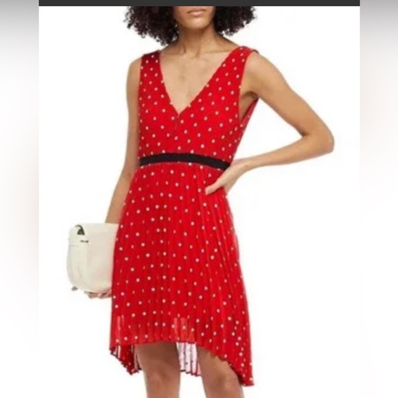 Maje Red Pleated Dress - Picture 5 of 14